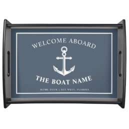 Nautical Anchor Boat &amp; Captain Name | Slate Serving Tray