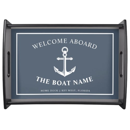 Nautical Anchor Boat  Captain Name  Slate Serving Tray