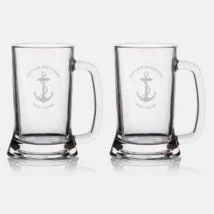 Nautical Anchor Boat Captain Names Custom Stein