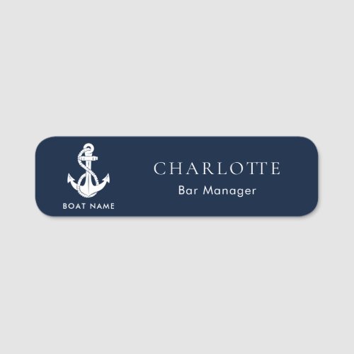 Nautical Anchor Boat Crew Name Tag