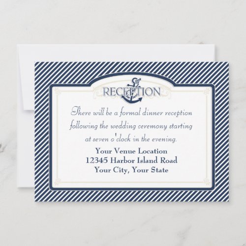 Nautical Anchor Boat Diagonal Stripes Swirl Modern Invitation