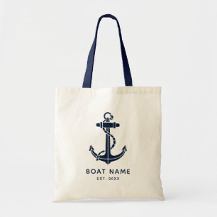 Nautical Anchor Boat Name and Year Custom Tote Bag