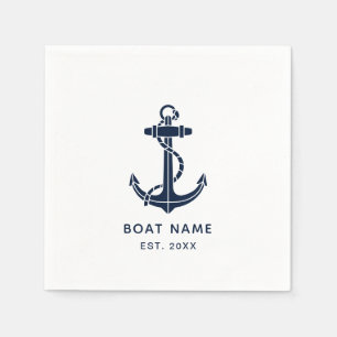 Nautical Anchor Boat Name and Year Paper Napkins