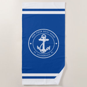 Nautical Anchor Boat Name Any Color Beach Towel