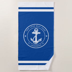Nautical Anchor Boat Name Any Color Beach Towel