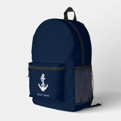 Nautical Anchor Boat Name Any Color Custom Printed Backpack