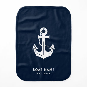 Nautical Anchor Boat Name Baby Burp Cloth