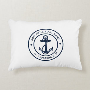Nautical Anchor Boat Name Beach House Custom Accent Pillow
