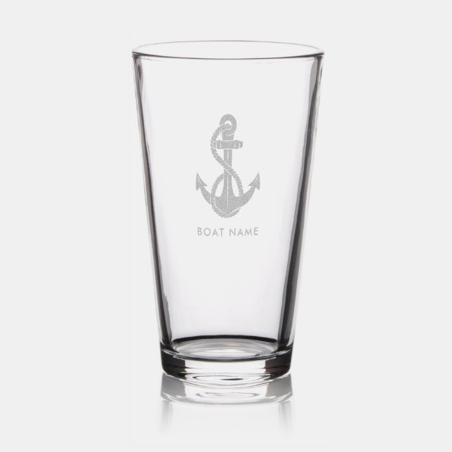 Nautical Anchor Boat Name Beach House Custom Pint Glass (Glassware)