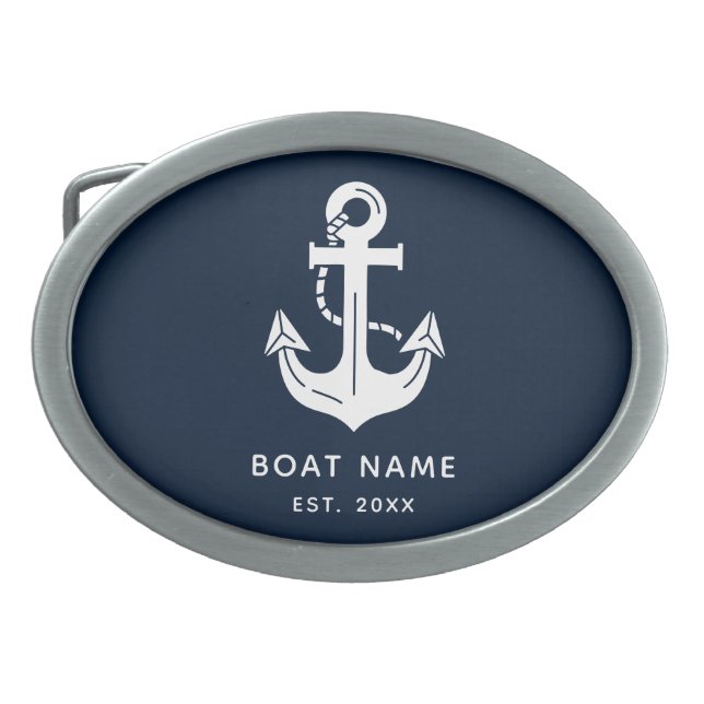 Nautical Anchor Boat Name Belt Buckle (Front)