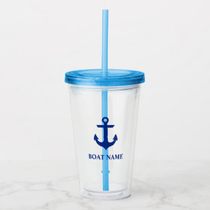 Nautical Anchor Boat Name Blue Acrylic Tumbler