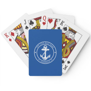 Nautical Anchor Boat Name Blue Custom Poker Cards