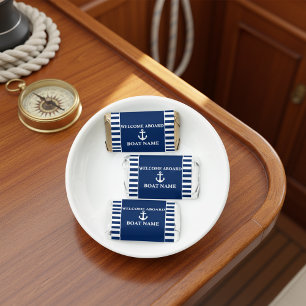 Nautical Anchor Boat Name Blue Welcome Aboard Hershey's Miniatures