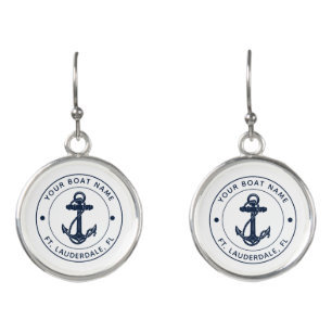Nautical Anchor Boat Name Boating Swag Custom Earrings