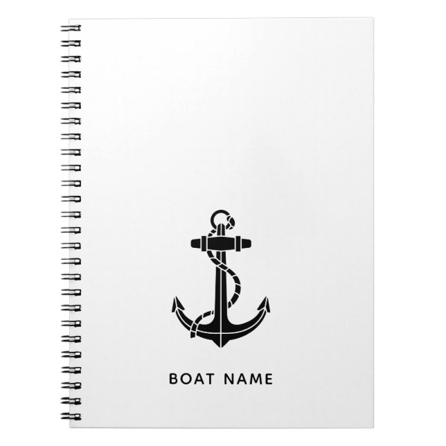 Nautical Anchor Boat Name Captain Custom Notebook (Front)