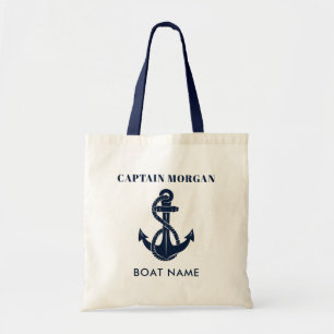 Nautical Anchor Boat Name Captain Custom Tote Bag