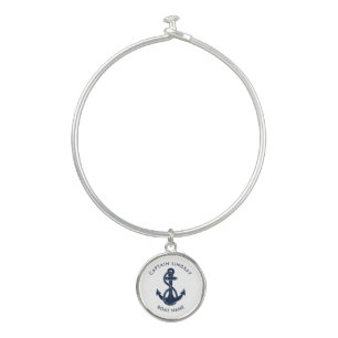 Nautical Anchor Boat Name Captain Keepsake Custom Bangle Bracelet