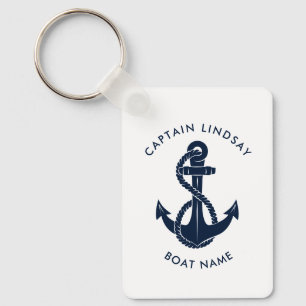 Nautical Anchor Boat Name Captain Keepsake Custom Keychain