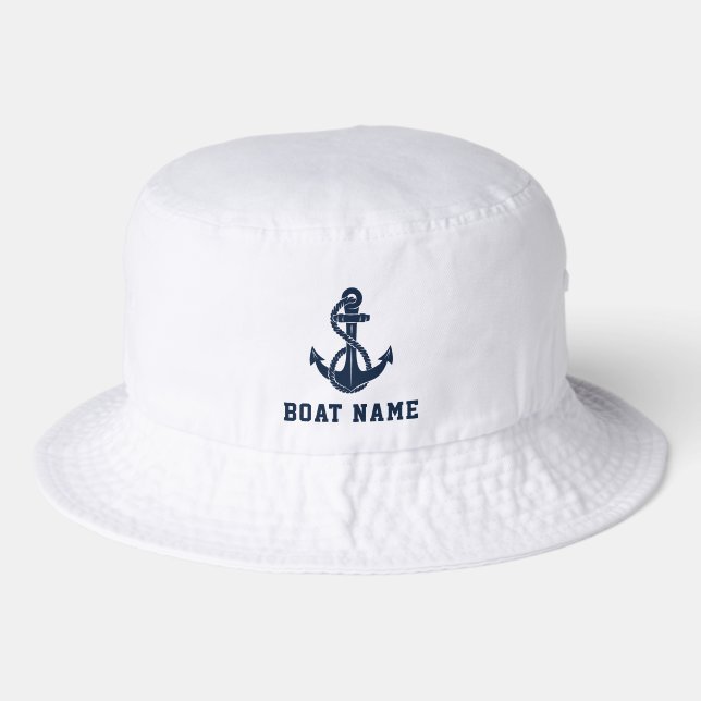 Nautical Anchor Boat Name Captain Swag Bucket Hat (Front)