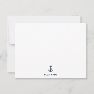 Nautical Anchor Boat Name Captain Thank You Note Card