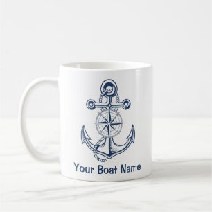 Nautical Anchor Boat Name Coffee Mug