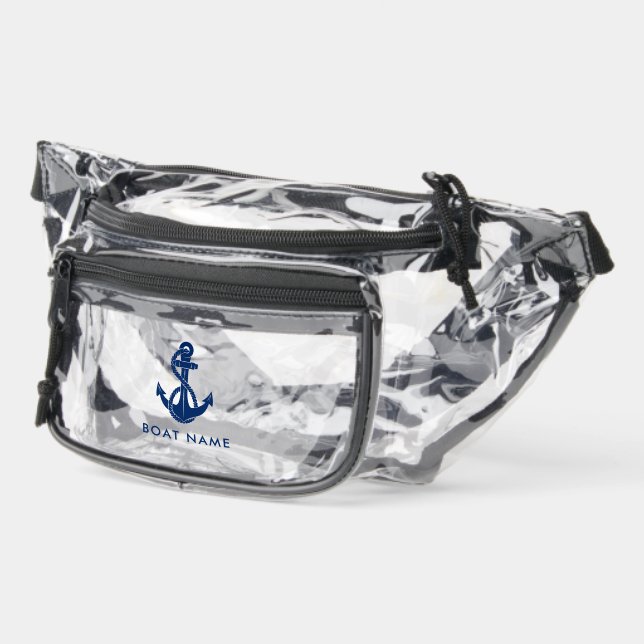 Nautical Anchor Boat Name Crew Captain Custom Clear Fanny Pack (Left)