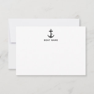 Nautical Anchor Boat Name Cruise Captain Custom Thank You Card