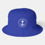 Nautical Anchor Boat Name Custom Bucket Hat<br><div class="desc">Add your boat or captain's name and dock by clicking the "Personalize" button above. Set sail in style with our custom nautical-themed boating swag Bucket Hat, the ultimate companion for your maritime adventures. This Bucket Hat boasts a cute design inspired by the ocean's wonders, featuring classic maritime motifs such as...</div>
