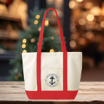 Nautical Anchor Boat Name Custom Coastal Tote Bag<br><div class="desc">Add your boat or captain's name and location by clicking the "Personalize" button above. Set sail in style with our custom nautical-themed boating swag tote bag, the ultimate companion for your maritime adventures. This tote boasts a cute design inspired by the ocean's wonders, featuring classic maritime motifs such as an...</div>