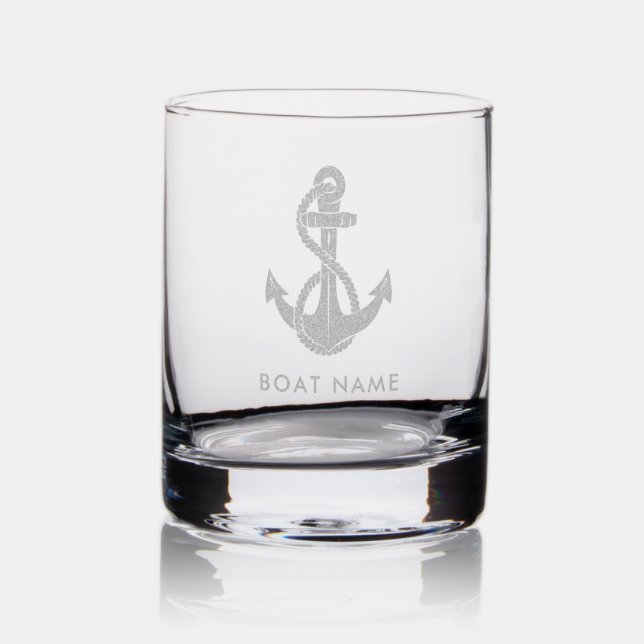 Nautical Anchor Boat Name Custom Crew Swag Rocks Glass (Glassware)