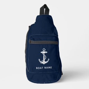 Nautical Anchor Boat Name Custom Cruise Sling Bag