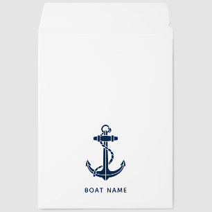 Nautical Anchor Boat Name Custom Envelope Mailers