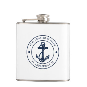 Nautical Anchor Boat  Name Custom Flask