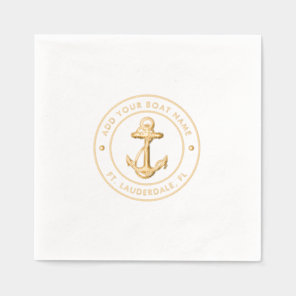 Nautical Anchor Boat Name Custom Foil Napkins