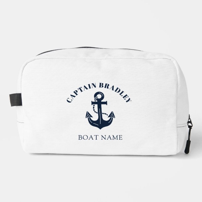 Nautical Anchor Boat Name Dopp Kit (Front)
