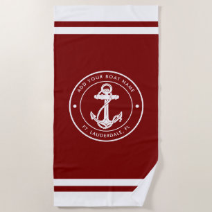 Nautical Anchor Boat Name Family Beach Trip Towel