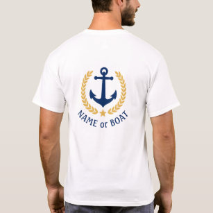 Nautical Anchor Boat Name Gold Laurel Two Sided T-Shirt
