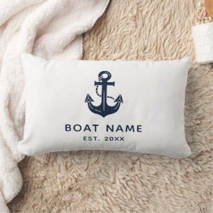 Nautical Anchor Boat Name Lumbar Pillow