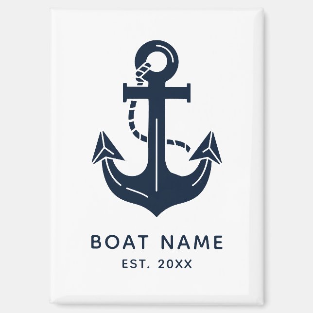 Nautical Anchor Boat Name Magnet (Front)