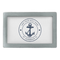 Nautical Anchor Boat Name Navy Blue Boating Custom Belt Buckle