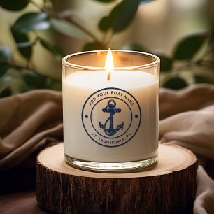 Nautical Anchor Boat Name Navy Blue Boating Custom Scented Candle