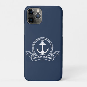 Nautical Anchor Boat Name Navy Blue iPhone 11 Pro Case
