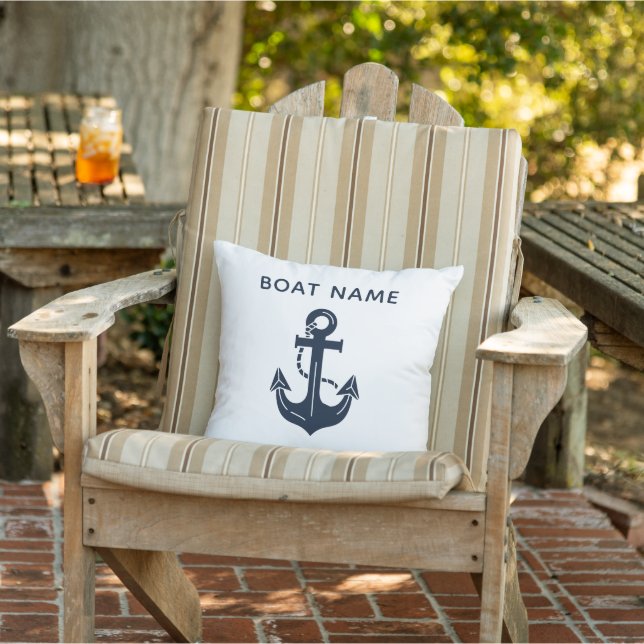 Nautical Anchor Boat Name Outdoor Pillow (Chair)