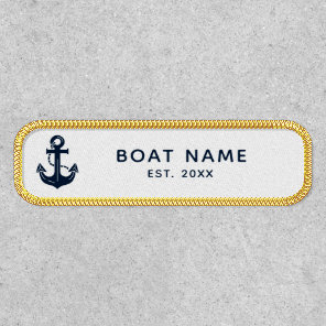 Nautical Anchor Boat Name Patch