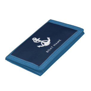 Nautical Anchor Boat Name Sailing Custom Tri-fold Wallet