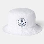Nautical Anchor Boat Name Sailing Swag Custom Bucket Hat<br><div class="desc">Add your boat name, and dock by clicking the "Personalize" button above. Set sail in style with our custom nautical-themed hat, the ultimate companion for your maritime adventures. This bucket hat boasts a cute design inspired by the ocean's wonders, featuring classic maritime motifs such as an anchor and rope. Whether...</div>
