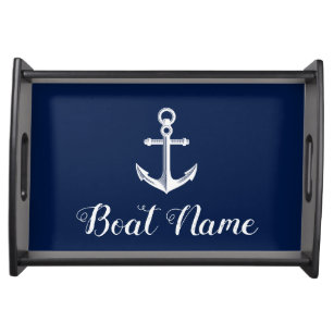 Nautical Anchor Boat Name Serving Tray
