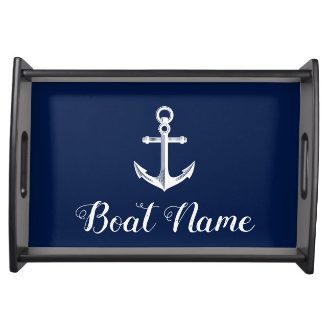 Nautical Anchor Boat Name Serving Tray (Front)