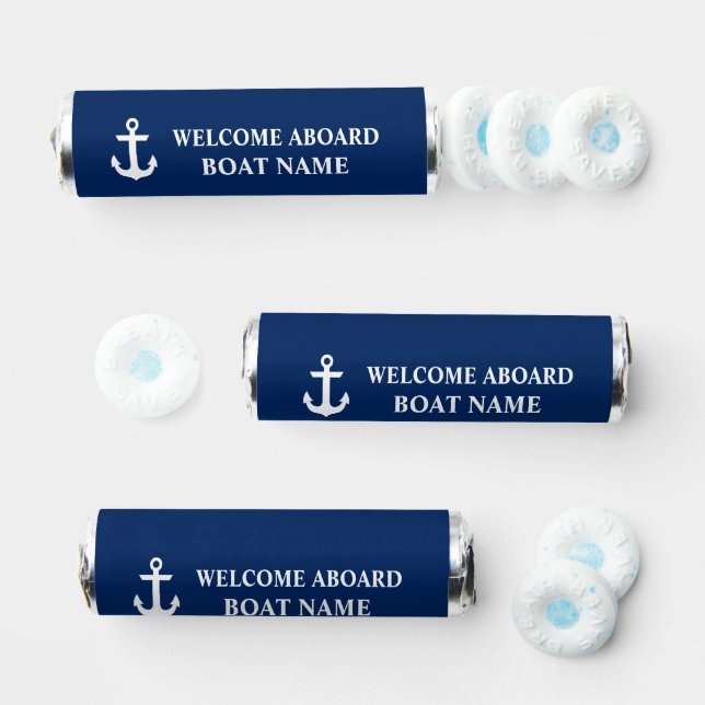 Nautical Anchor Boat Name Welcome Aboard Blue Breath Savers® Mints (Assorted)