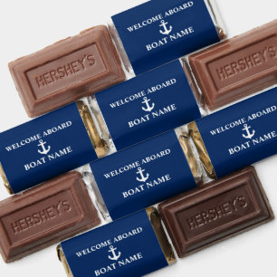 Nautical Anchor Boat Name Welcome Aboard Blue Hershey's Miniatures